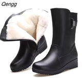Niulatu Boots Slipon Middle h Winter Thermal Boots Ankle Heels Casual Women's Shoes Boots Women Wide Calf Snow DJSE