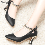 Niulatu Bridal Shoes for Women Autumn Round Toe Block Heels Rhinestone Pearl Platform High Quality Pumps Woman's Shoes DJSE
