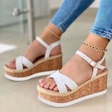 Niulatu Wedge Sandals for Women Summer Casual Non-slip Peep Toe Platform Shoes Rubber Sole Buckle Elegant Heels Women Shoes DJSE