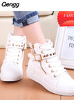 Niulatu Fashion Platform Shoes for Women Casual Rivet canvas shoes women high top sneakers Designer Flats High Quality Boots DJSE