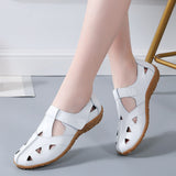 Niulatu Women's Sandals 2025 Summer Genuine Leather Handmade Ladies Shoe Leather Sandals Women Flats Beach Shoes Retro Mother Shoes 42 DJSE