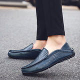 Niulatu Mens Shoes Casual Luxury Brand Summer Men Loafers Genuine Leather Moccasins Light Breathable Slip on Boat Shoes JKPUDUN DJSE
