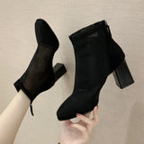 Niulatu Ankle Boot 2025 Women Boots Women's Shoes Autumn Square Heel Hollow Out Short Booties Back Zip Fashion Footwear Female DJSE