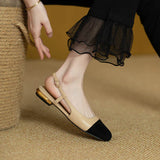Niulatu Spring Autumn Round Toe Basic Pumps Women's 2cm Low Heels Fashion Retro Elastic Strap Slingback Summer Sandals Work Shoes DJSE
