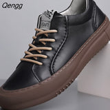Niulatu Leather Men's Casual Shoes All Season Lace Up Men's Casual Leather Shoes Outdoor Walking Sport Shoes For Men DJSE