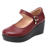 Niulatu 32 33 34 Ankle Buckle Platform Shoes Medium Heels Office Dance Shoe 2025 Spring Fall Wedges Pumps Women DJSE