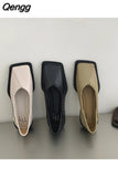 Niulatu Ladies Female Footwear Square Toe Women's Moccasins Autumn Casual Sneaker Shallow Mouth Soft 2025 Retro Dress Fall DJSE