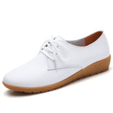 Niulatu Autumn women oxford shoes ballerina flats shoes women genuine leather shoes moccasins lace up loafers white shoes DJSE