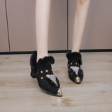 Niulatu In Ladies Winter Fox Boot Fur Boots Women Woman Winter Furry Women's Shoes High Heels platform boots Modern Boots Plush DJSE