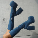 Niulatu Party Women Winter Boots 2025 Platform Chunky High Heels Motorcycle Long Boots Luxury Big Size Punk Shoes Woman DJSE