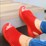 Niulatu Women Summer Shoes 2025 Mesh Fish Platform Sandals Women's Closed Toe Wedge Sandals Ladies Light Casual Shoes Zapatillas Muje DJSE