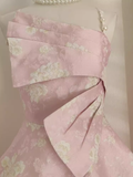 Niulatu A line Spaghetti Straps Pink Satin Holiday Dresses Short Birthday Dress SD167