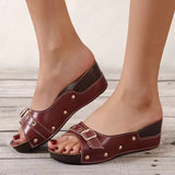 Niulatu Sandals Women's 2025 Summer New Metal Buckle Willow Nails Fish Mouth Roman Outdoor Beach Comfortable Shoes DJSE
