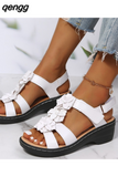 Niulatu Women Reported Wedges Orthopedic Shoes Flowers Decoration Comfortable Walking Sandals Women Beach Shoes DJSE