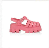 Niulatu New brand Fashion Shoes Women Thick Heel Platform PU Leather Sandals For Woman 2025 Outdoor Ins Casual Footwear heels DJSE