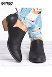 Niulatu Women&#39;s Fashion Spring Autumn Ankle Women Boots Square Heel Slip On Female High Heels Single Shoes Pointed Toe Casual shoes DJSE