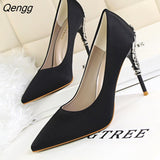 Niulatu Women pumps Sexy Pointed toe Luxury Metal high heels shoes woman Spring Summer Women party wedding shoes High heels Zapatos DJSE