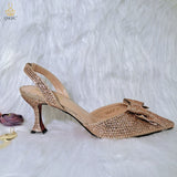 Niulatu 2025 New Fashion Full Of Crystal Decoration Style Rainbow Glass Heel Friends Party Shoes Ladies Shoes And Bag For Party DJSE