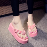Niulatu Women Summer Shoes Woman 2025 Wedge Rubber Flip Flops Heeled Mules Candy Colors Platform Female Beach Slippers White 39 DJSE