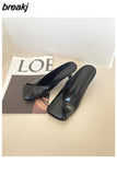 Niulatu Arrival Gold Outer Wear Slippers Women Fashion Slip On Square Toe Stiletto Mules Comfortable Heel Slide For Party Shoes DJSE