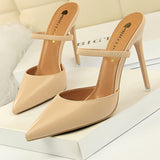 Niulatu Shoes Rivet High Heels Woman Pumps Pu Leather Women Heels 9cm Sexy Party Shoes Black Red Apricot Wedding Shoes Female DJSE