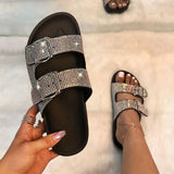 Niulatu Women's Shoes Outside Casual Slippers 2025 Fashion Colorful Buckle Bling Female Flat Sandals Summer Ladies Slides DJSE