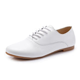 Niulatu Autumn women oxford shoes ballerina flats shoes women genuine leather shoes moccasins lace up loafers white shoes DJSE