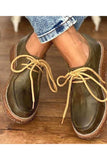 Niulatu Vegan Leather Lace Up Flat Shoes DJSE