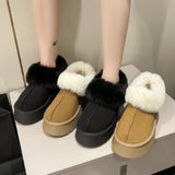 Niulatu Women's Snow Boots 2025 Winter New Design Fluffy Keep Warm Ankle Boots Ladies Home Slides Anti-slip Warm Fluffy Slippers Shoes DJSE