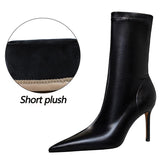 Niulatu Shoes Pu Leather Boots Women Ankle Boots Sexy High-heel Boots Autumn Winter Shoes Short Boots Plus Size 43 Women Heels DJSE
