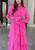Niulatu Chiffon Layered Ruffled Long Prom Dress Elegant Party Evening Dress HZ1007