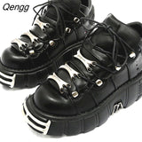 Niulatu Style Women Sneakers Lace-up 6CM Platform Shoes Woman Creepers Female Casual Flats Metal Decor New Platform Shoes Cozy DJSE