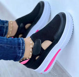 Niulatu New Ladies Vulcanized Sneakers Thick Sole Solid Color Flat Women Shoes Casual Breathable Velcro Ladies Walking Sneakers DJSE