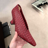 Niulatu and summer new woven sheepskin large size high-heeled women's mother shoes comfortable casual shoes women DJSE