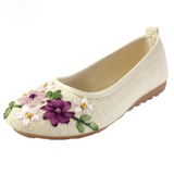 Niulatu Women's Flats Flower Slip on Cotton Fabric Linen Comfortable Old Peking Ballerina 2025 Shoes Sapato Feminino DJSE