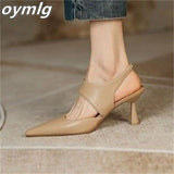 Niulatu Temperament Baotou stiletto sandals women's 2025 summer new women's shoes wear one word with pointed toe high heels women DJSE