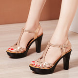 Niulatu Sexy High Heels Ladies Summer Dress Shoes For Women Female Leather Platform Wedge Heel Elegant Sandal 32 35 36 37 43 DJSE