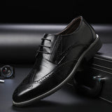 Niulatu / Black / Brown Dress Shoes Mens Business Shoes Genuine Leather Oxford Social Shoes Boys Prom Shoes sdc3 DJSE