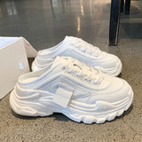 Niulatu sandals colorful shoes ladies 2025lazy new platform shoes wear fashionable leather popular shoes Baotou half slippers DJSE