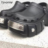 Niulatu punk metal rivets Sandals Women Slippers Platform Sandals Outdoor Clogs Thick Street Beach Slippers Flip Flops Garden Shoes DJSE