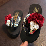 Niulatu New Non-slip Children's Flip-flops Girls Fashion Beach Shoes Pinch Sandals Female Flowers Slippers Women Wear Size DJSE