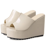 Niulatu Hot Sale Ladies Pumps Solid Slip On Open Toe Platform Sandals Women Wedges Casual Concise Outside Shoes Woman DJSE