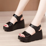 Niulatu 32-43 New Office Ladies Platform Sandals Summer Leather Shoes 2025 Casual High Heels Wedges Sandals Office Mother DJSE