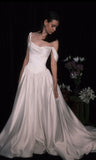 Niulatu Simple A Line Straps Satin Prom Dress Wedding Dress HZ0113
