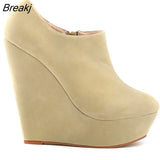 Niulatu Winter Boots For Women Wedges Platform Flock Women's Ankle Fashion Short Boot Shoes Woman DJSE