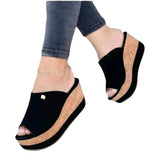 Niulatu Women's Casual Slippers Vintage Fish Mouth Platform Wedge Sandals Slip-on Fashion Flat Beach Shoes Chaussure Ete Femme DJSE