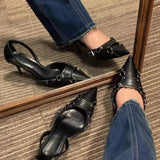 Niulatu Fashion High Heels Large Size Metal Buckle with Women's Shoes Summer Sandals New Large Size 42 Zapatos De Mujer Pumps DJSE