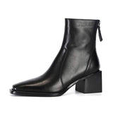 Niulatu Big Size 43 Cow Leather High Heels Winter Shoes Classics Chelsea Boots Square Toe Zipper Concise Dating Ankle Boots DJSE