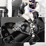 Niulatu Women Goth Platform Mid Calf Boots Wedges Heeled Cospaly Autumn Combat Boots Design Luxury Motorcycle Boots Shoes DJSE