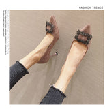 Niulatu Women Pumps Slip-On Fashion Sexy Pointed Toe High-heel Shoes with Metal Buckle Women Shoes Zapatos De Muje DJSE